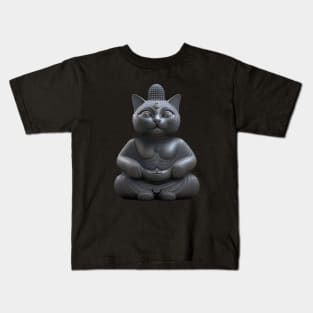 Buddha cat surprised Kids T-Shirt